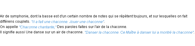 Définition chaconne ACAD 1798