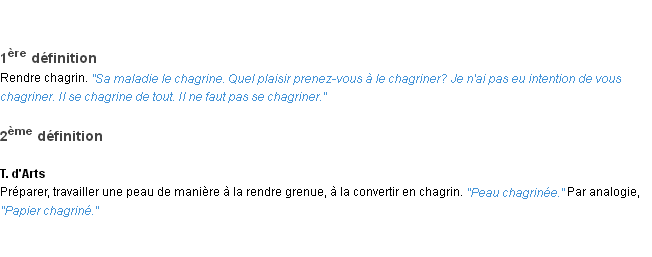 Définition chagriner ACAD 1932