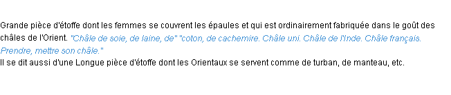 Définition châle ACAD 1932
