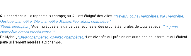 Définition champêtre ACAD 1835