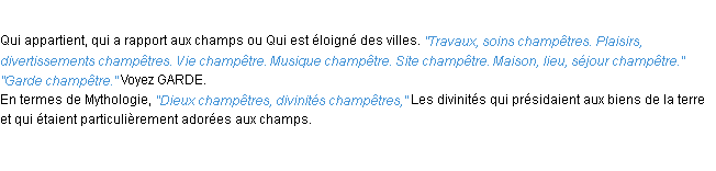 Définition champêtre ACAD 1932