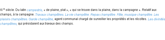 Définition champêtre ACAD 1986
