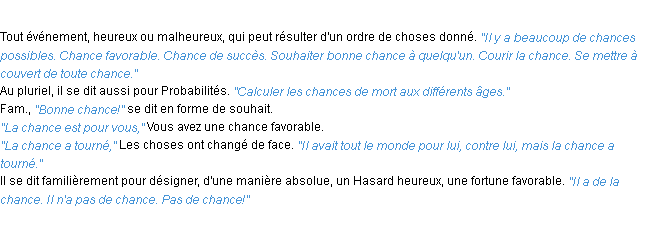 Définition chance ACAD 1932