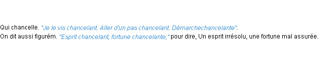 Définition chancelant ACAD 1798