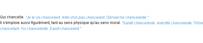 Définition chancelant ACAD 1835