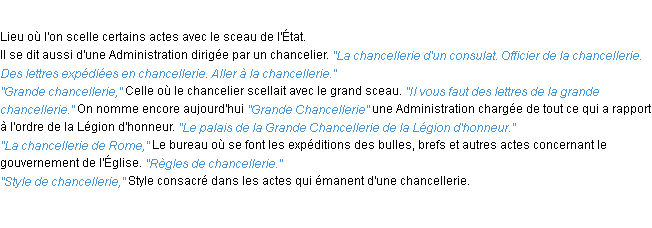 Définition chancellerie ACAD 1932