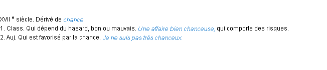 Définition chanceux ACAD 1986