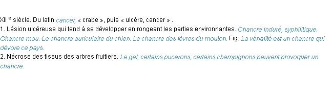 Définition chancre ACAD 1986