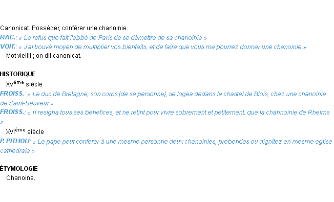 Définition chanoinie Emile Littré