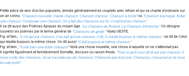 Définition chanson ACAD 1932