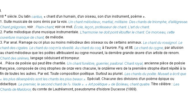 Définition chant ACAD 1986