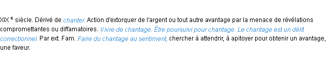 Définition chantage ACAD 1986