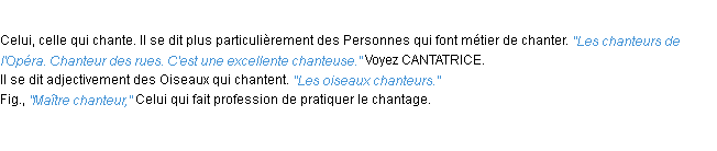 Définition chanteur ACAD 1932