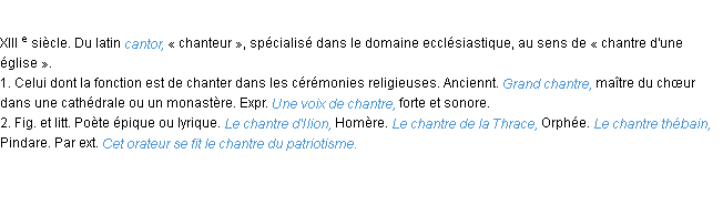 Définition chantre ACAD 1986