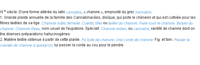 Définition chanvre ACAD 1986