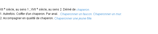 Définition chaperonner ACAD 1986