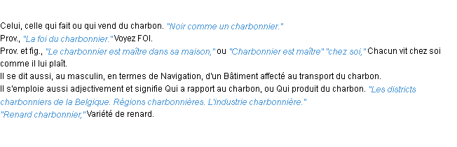 Définition charbonnier ACAD 1932