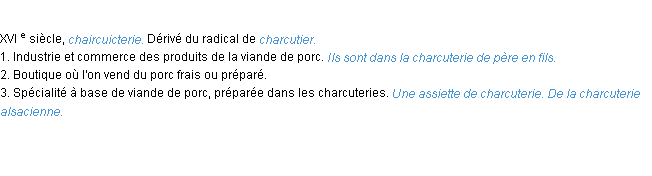 Définition charcuterie ACAD 1986