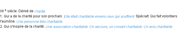 Définition charitable ACAD 1986