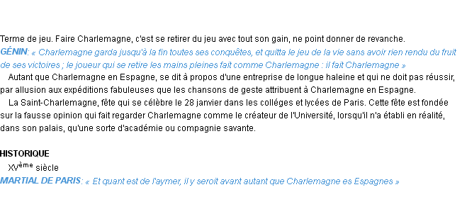 Définition charlemagne Emile Littré