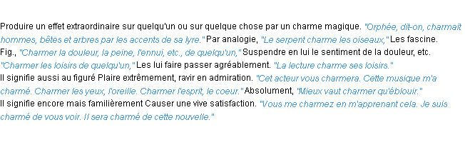 Définition charmer ACAD 1932