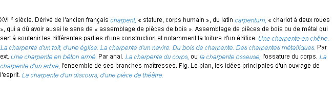 Définition charpente ACAD 1986