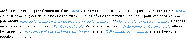 Définition charpie ACAD 1986