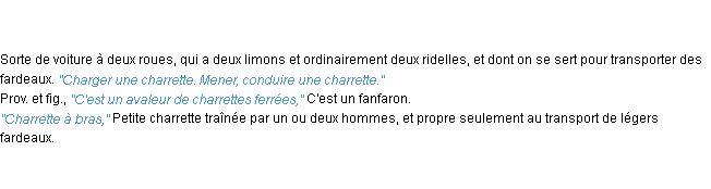 Définition charrette ACAD 1835