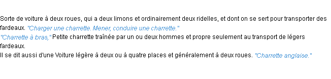 Définition charrette ACAD 1932