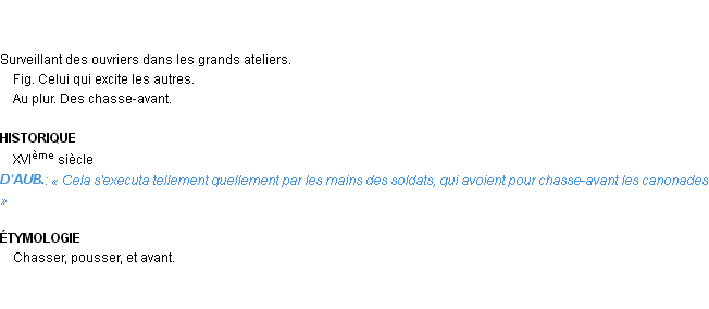 Définition chasse-avant Emile Littré