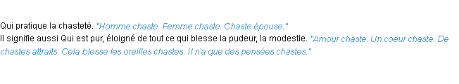 Définition chaste ACAD 1932