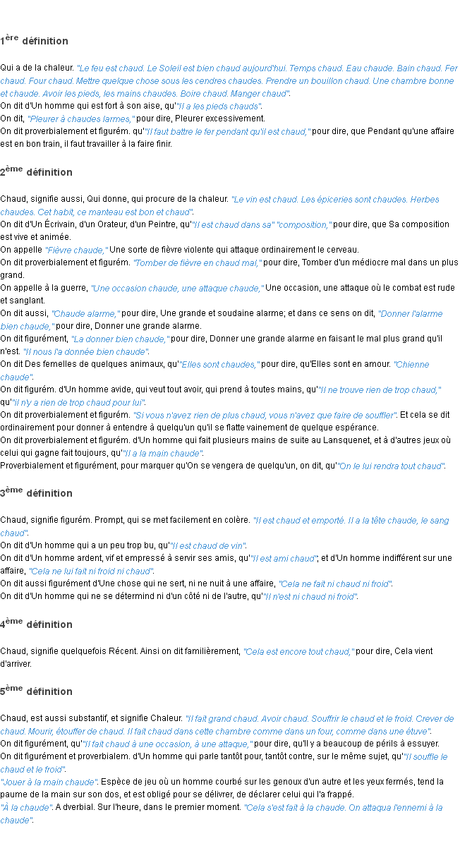 Définition chaud ACAD 1798