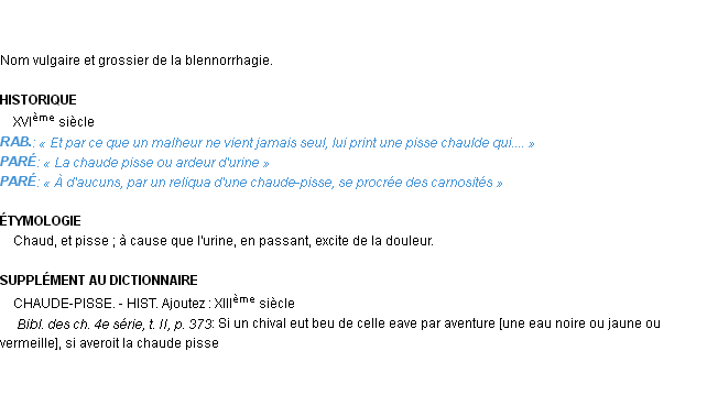 Définition chaude-pisse Emile Littré