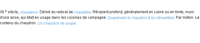 Définition chaudron ACAD 1986