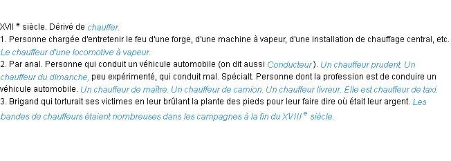 Définition chauffeur ACAD 1986