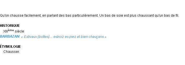 Définition chaussant Emile Littré