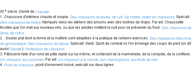 Définition chausson ACAD 1986