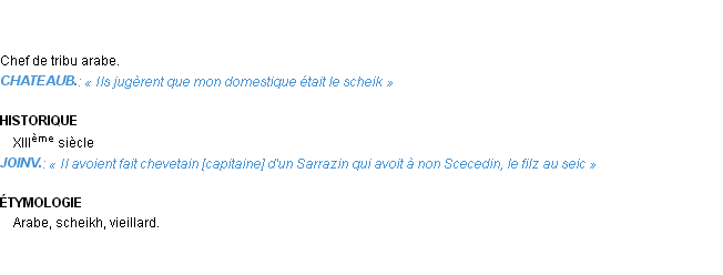 Définition cheik ou scheik Emile Littré