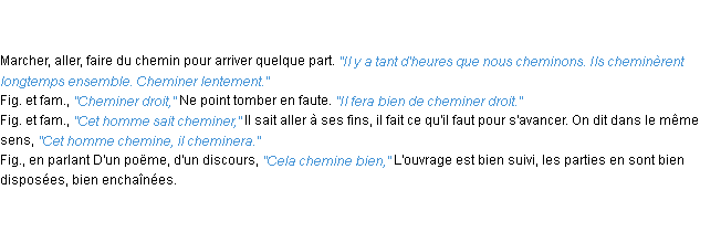 Définition cheminer ACAD 1835