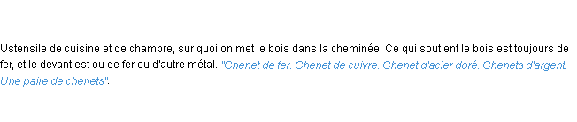 Définition chenet ACAD 1798