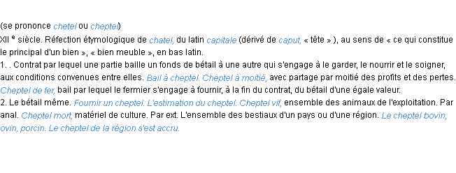 Définition cheptel ACAD 1986