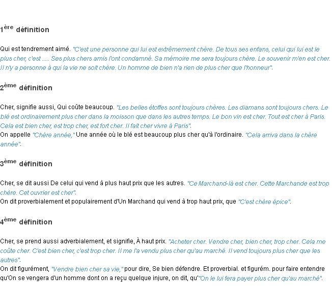 Définition cher ACAD 1798