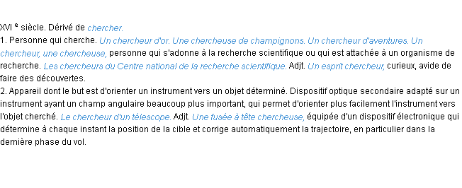 Définition chercheur ACAD 1986