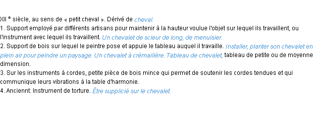 Définition chevalet ACAD 1986