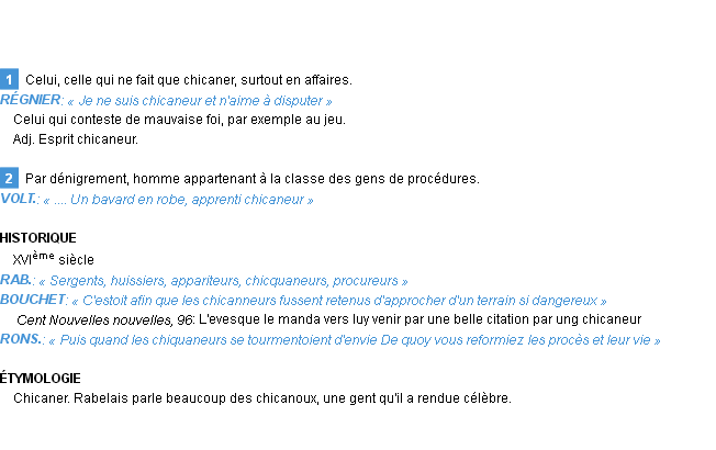 Définition chicaneur Emile Littré