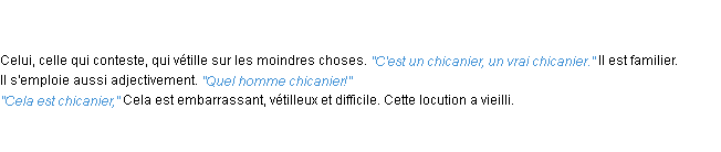 Définition chicanier ACAD 1835