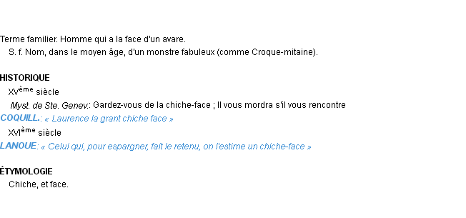 Définition chiche-face Emile Littré