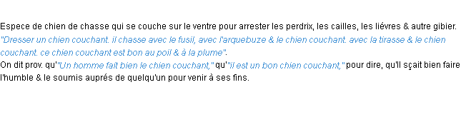 Définition chien couchant ACAD 1694