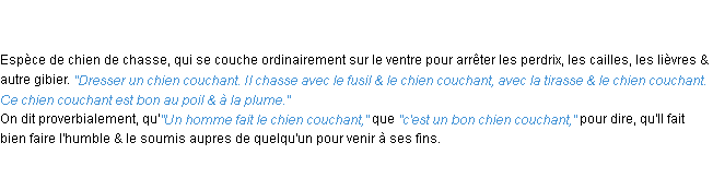 Définition chien couchant ACAD 1762