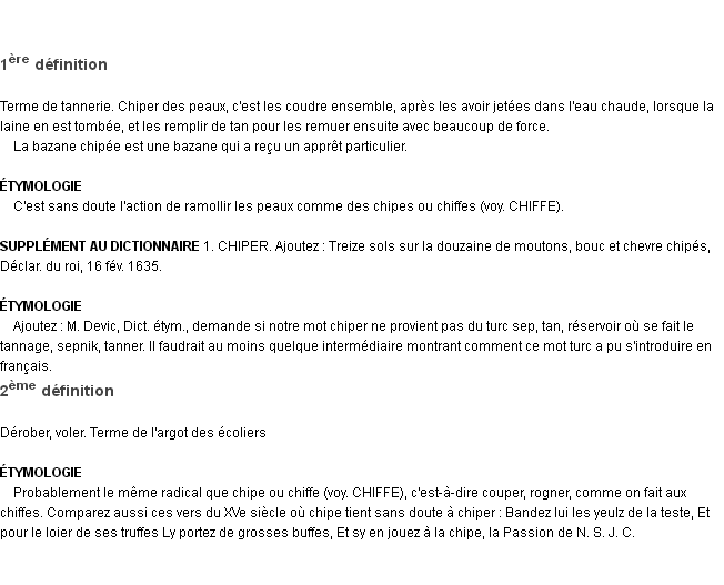 Définition chiper Emile Littré